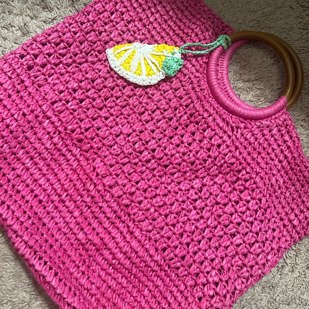 Tabitha Brown x Target Lemon Woven Straw Tote Beach Bag